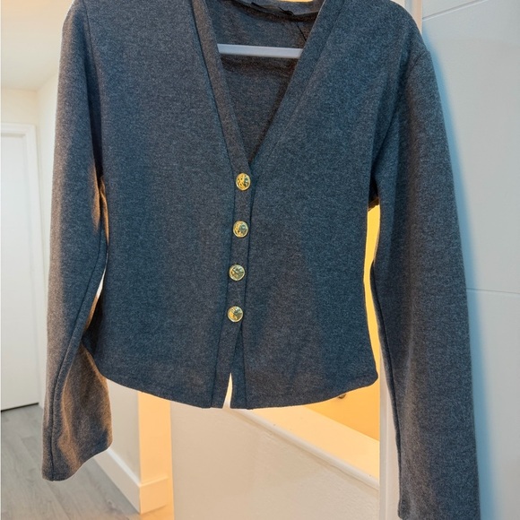 Zara Gray Wide Leg Pants and Cardigan Set - Picture 4 of 5